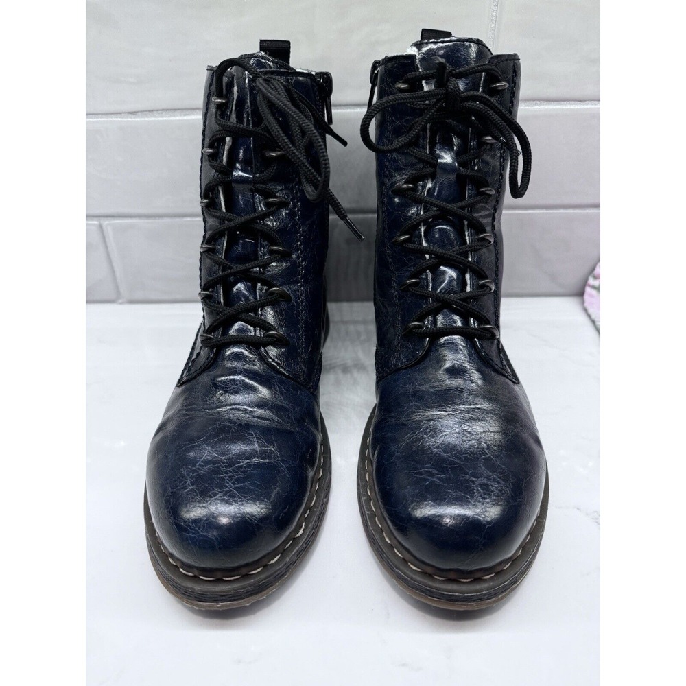 Rieker Navy Blue Lace-Up Ankle Boots